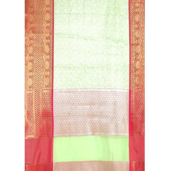 Green woven Faux kanchipuram silk saree with blouse 3