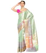 Green woven kanchipuram silk saree with blouse