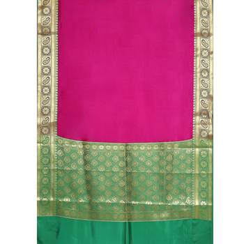 Pink woven Faux kanchipuram silk saree with blouse 3