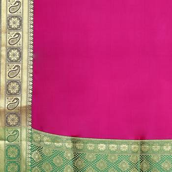 Pink woven Faux kanchipuram silk saree with blouse 4