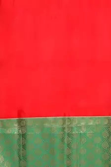 Red woven kanchipuram silk blend saree with blouse