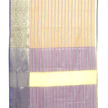 Beige woven Faux kanchipuram silk saree with blouse 3