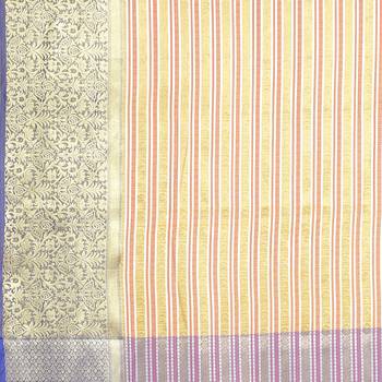 Beige woven Faux kanchipuram silk saree with blouse 4