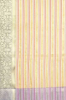 Beige woven Faux kanchipuram silk saree with blouse