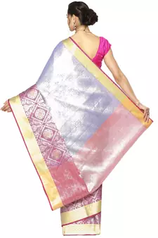 Beige woven Faux kanchipuram silk saree with blouse