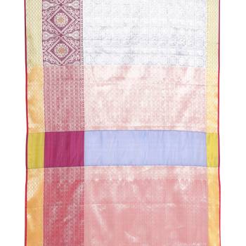 Beige woven Faux kanchipuram silk saree with blouse 3