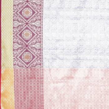 Beige woven Faux kanchipuram silk saree with blouse 4