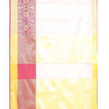 Pink woven Faux kanchipuram silk saree with blouse 3
