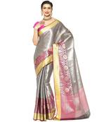 Green woven kanchipuram silk saree with blouse