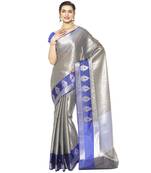 Grey Kanchipuram Silk Woven Zari Work Saree