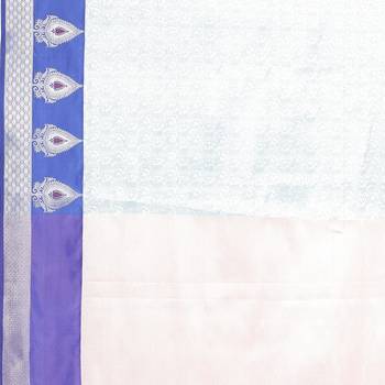 Blue woven Faux kanchipuram silk saree with blouse 4