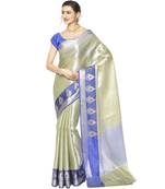 Green woven Faux kanchipuram silk saree with blouse
