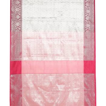 Pink woven kanchipuram silk saree with blouse 3