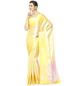 Beige woven Faux kanchipuram silk saree with blouse