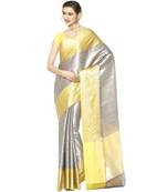 Grey woven Faux kanchipuram silk saree with blouse