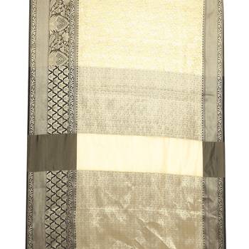 Beige woven Faux kanchipuram silk saree with blouse 3