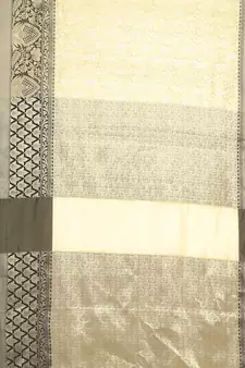Beige woven Faux kanchipuram silk saree with blouse