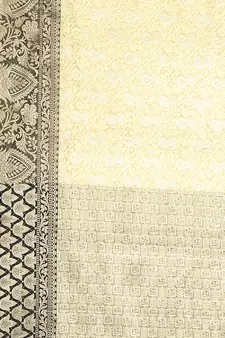 Beige woven Faux kanchipuram silk saree with blouse