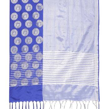 Blue woven Faux kanchipuram silk saree with blouse 3