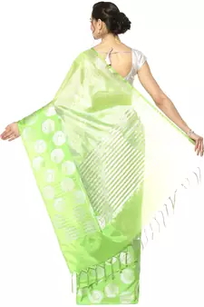 Green woven Faux kanchipuram silk saree with blouse