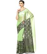 Green woven kanchipuram silk saree with blouse
