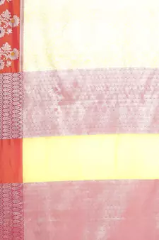 Beige woven Faux kanchipuram silk saree with blouse