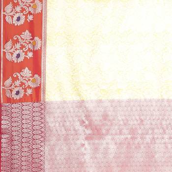 Beige woven Faux kanchipuram silk saree with blouse 4