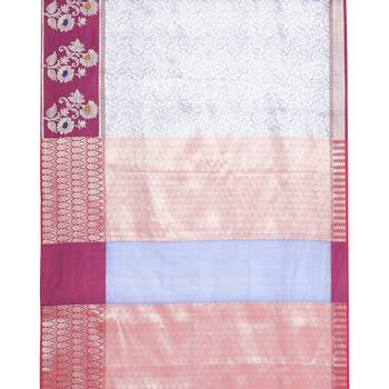 Blue woven Faux kanchipuram silk saree with blouse 3