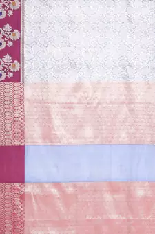 Blue woven Faux kanchipuram silk saree with blouse