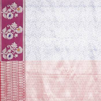 Blue woven Faux kanchipuram silk saree with blouse 4
