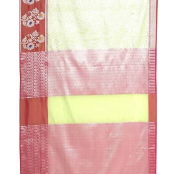 Green woven Faux kanchipuram silk saree with blouse 3