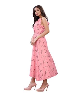 Pink Slub Cotton Casual Wear Abstract Print Kurta 4