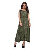 Green Slub Cotton Casual Wear Abstract Print Kurta