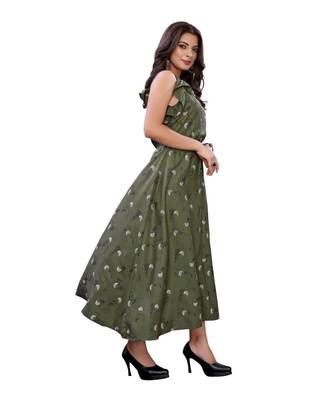 Green Slub Cotton Casual Wear Abstract Print Kurta 3