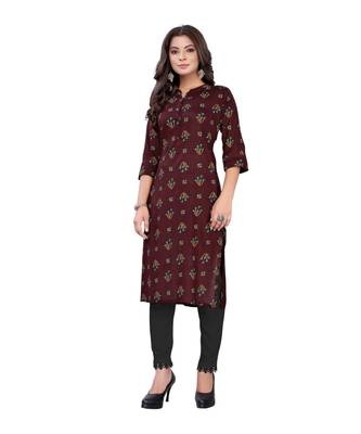 Maroon Slub Cotton Casual Wear Abstract Print Kurta 1