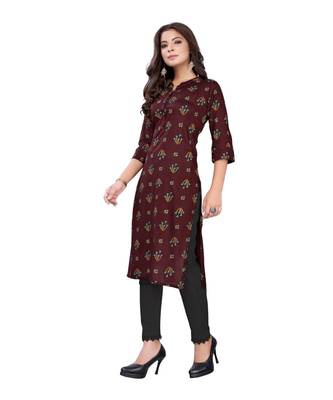 Maroon Slub Cotton Casual Wear Abstract Print Kurta 4