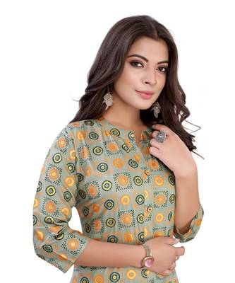 Grey Slub Cotton Casual Wear Abstract Print Kurta 2