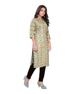Grey Slub Cotton Casual Wear Abstract Print Kurta 3