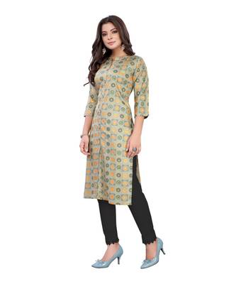 Grey Slub Cotton Casual Wear Abstract Print Kurta 4