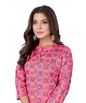 Pink Slub Cotton Casual Wear Abstract Print Kurta 2