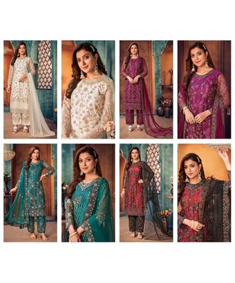 Party Wear Semi stiched Salwar Suit (Set Of 4) 1