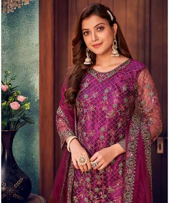 Party Wear Semi stiched Salwar Suit (Set Of 4) 6