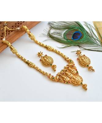 Divine Antique Kemp Green Lakshmi Haar Set- DJ05339 1