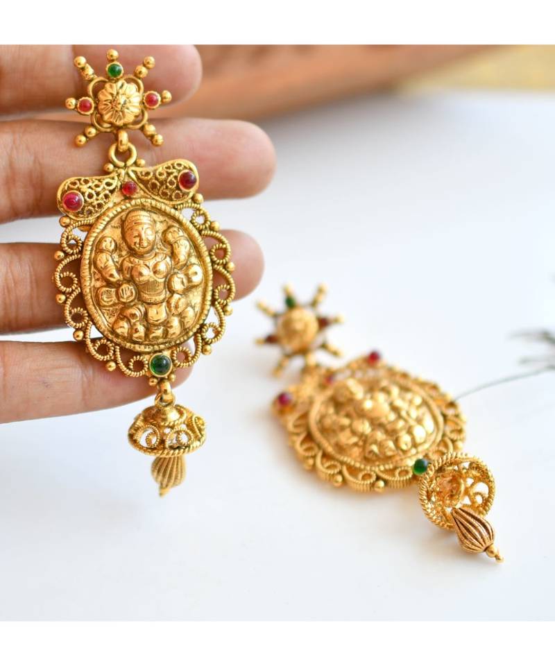 Divine Antique Kemp Green Lakshmi Haar Set- DJ05339