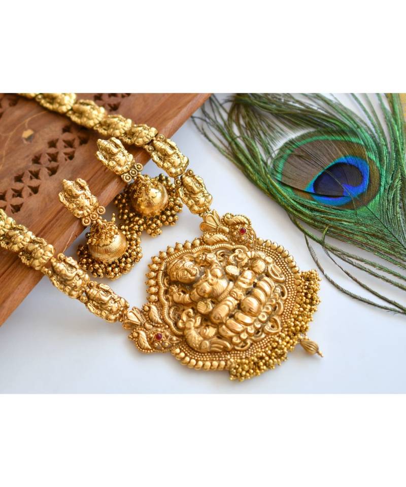 Divine Antique Kemp Ganesh-lakshmi Haar Set- DJ05341