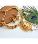 Divine Antique Green Lakshmi Necklace Set-dj05408