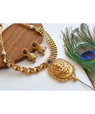 Divine Antique Blue Lakshmi Necklace Set-dj05412 1