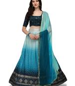 Sky-blue fancy silk semi stitched lehenga