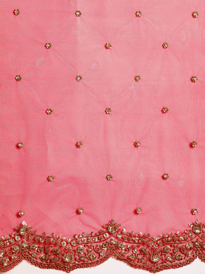 Red Sequins Embroidered Traditional Net Saree with Plain Net Blouse 4