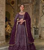 Wine embroidered georgette lehenga